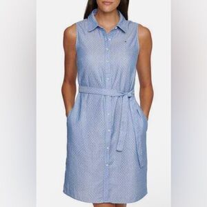 Tommy Hilfiger Women's Sleeveless Mini Shirt Dress- polka dot size 4